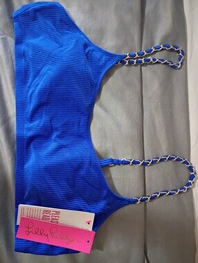 Lilly Pulitzer Bright Blue Ribbed Crop with Gold Chain Straps